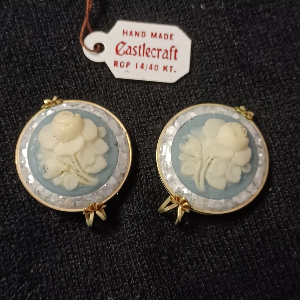 Vintage carved scarf clips